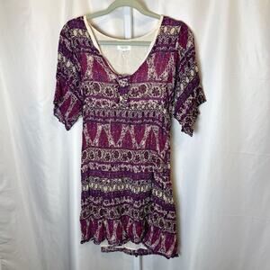 Maison 123 Paris Purple Silk Blend Patterned Dress FR 40 US 8 Quiet Luxury Boho